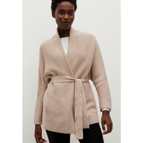 MM. LaFleur Sweaters - M.M.Lafleur The Morandi Sweater Merino Wool Cardigan Belted Almond M/L